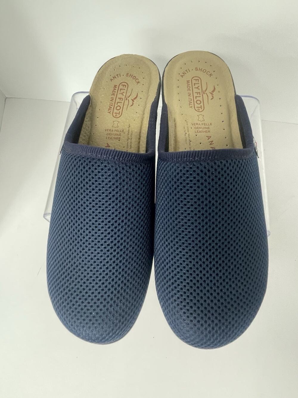 Fly Flot Women’s Size 9 / 40 Anti-Shock Mesh Clogs Navy Blue Made In Italy 🇮🇹